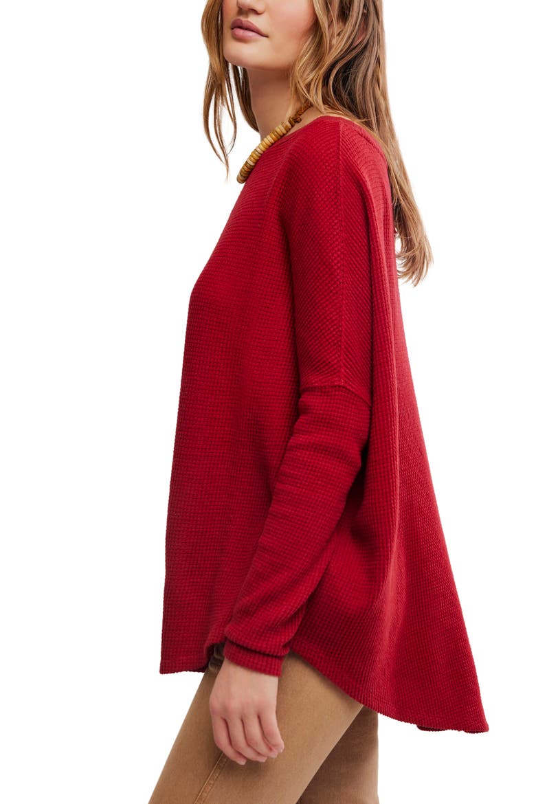 Latte Blue Oversize Thermal Top, Alternate, color, RICHEST RED