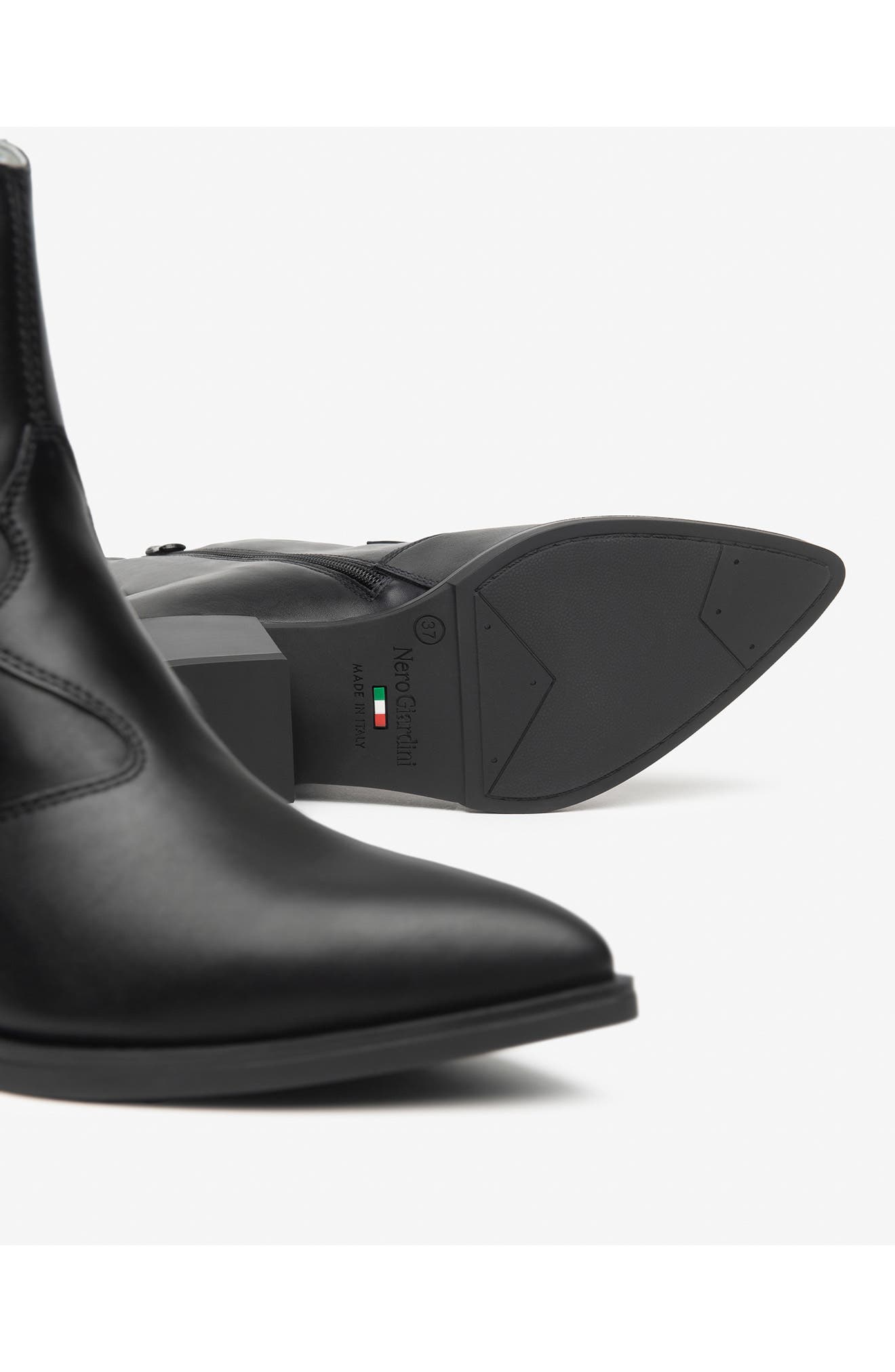 NeroGiardini Fringe Western Bootie, Alternate, color, Black