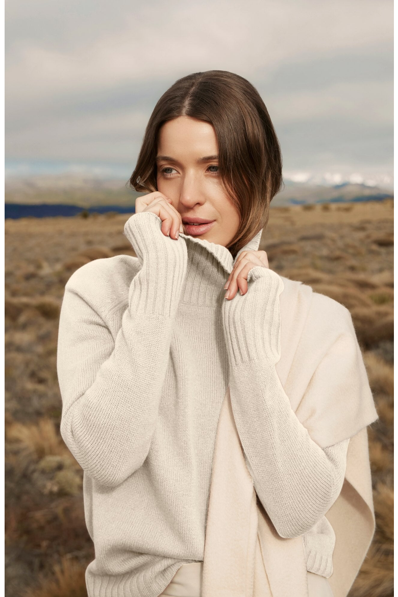 Emma Cashmere Relaxed Turtleneck Sweater, Alternate, color, Ivory