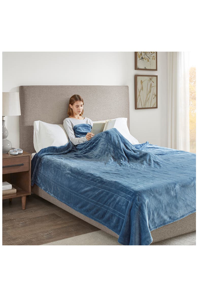 OEKO-TEX Heated Blanket, Alternate, color, SAPPHIRE BLUE