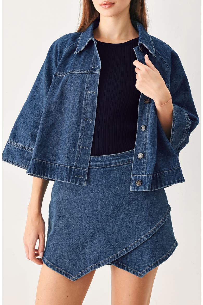 Denim Cape Jacket, Main, color, MEDIUM DENIM