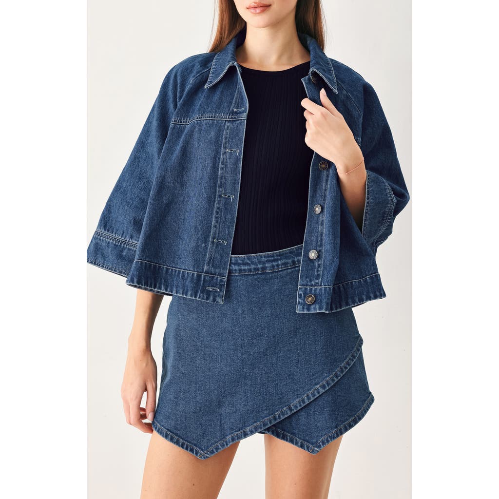 Freemarket Denim Cape Jacket In Medium Denim
