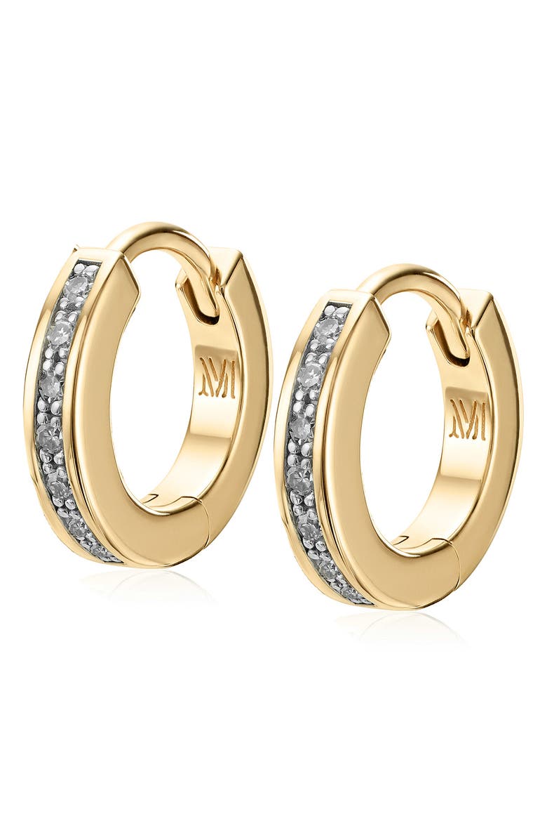 Monica Vinader Fiji Skinny Diamond Huggie Hoop Earrings, Main, color, Yellow Gold