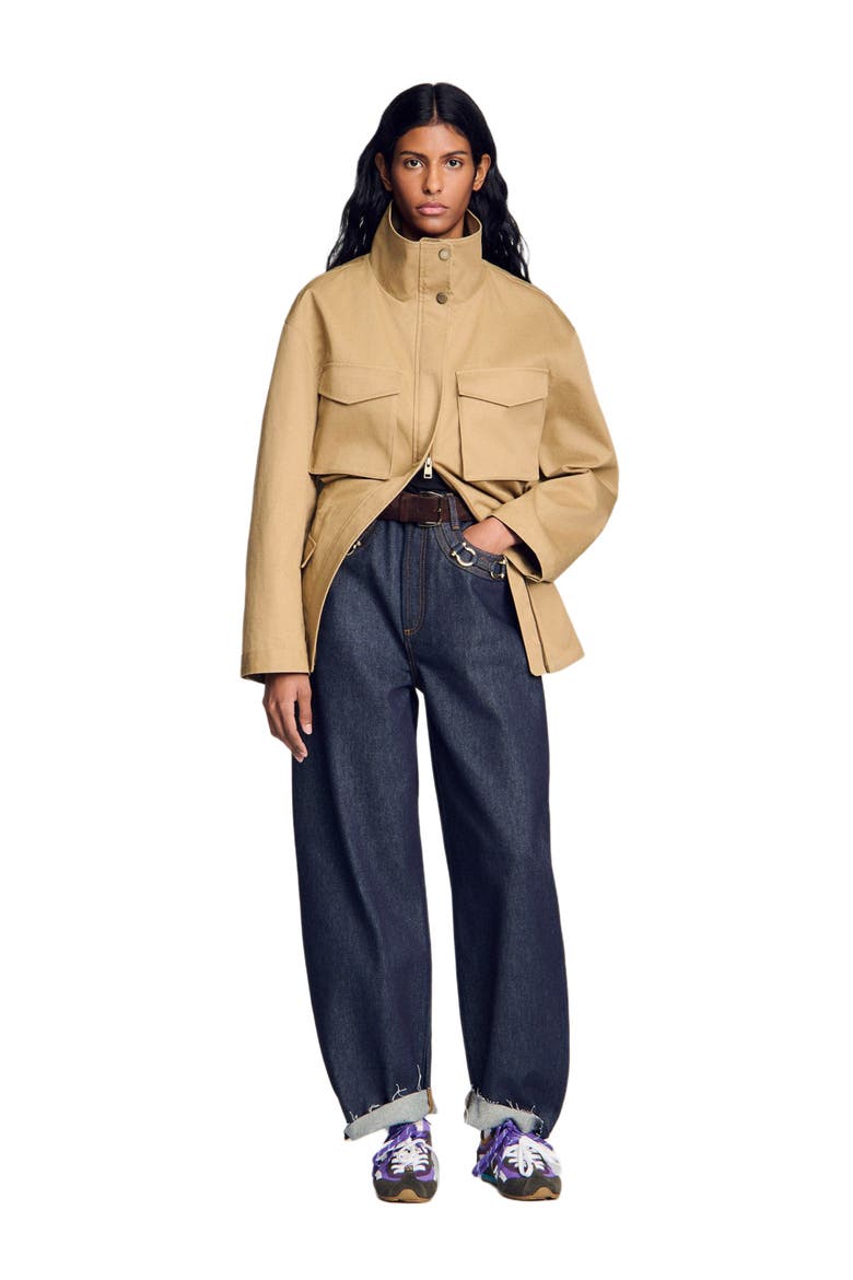 Barrel jeans with metal details, Alternate, color, Blue jean
