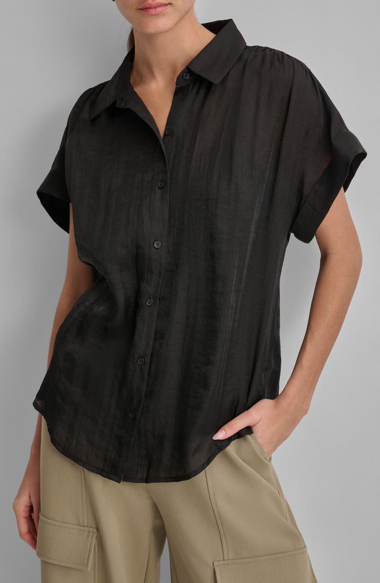 DKNY Organza Camp Shirt, Main, color, 