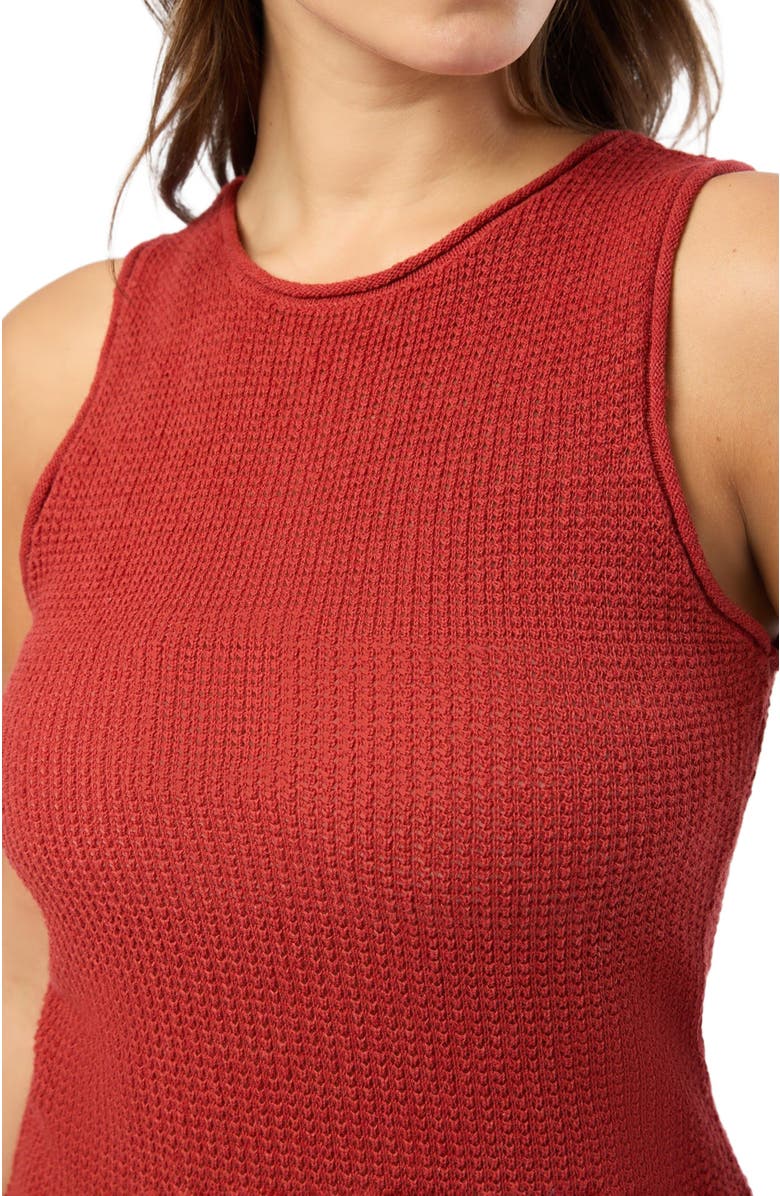 Onia Linen Knit Scoop Back Mini Dress, Alternate, color, Dark Red