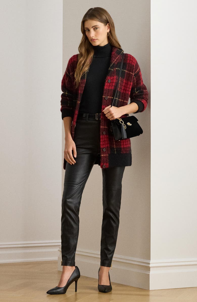 Lauren Ralph Lauren Belted High Waist Leather Ankle Slim Pants, Alternate, color,