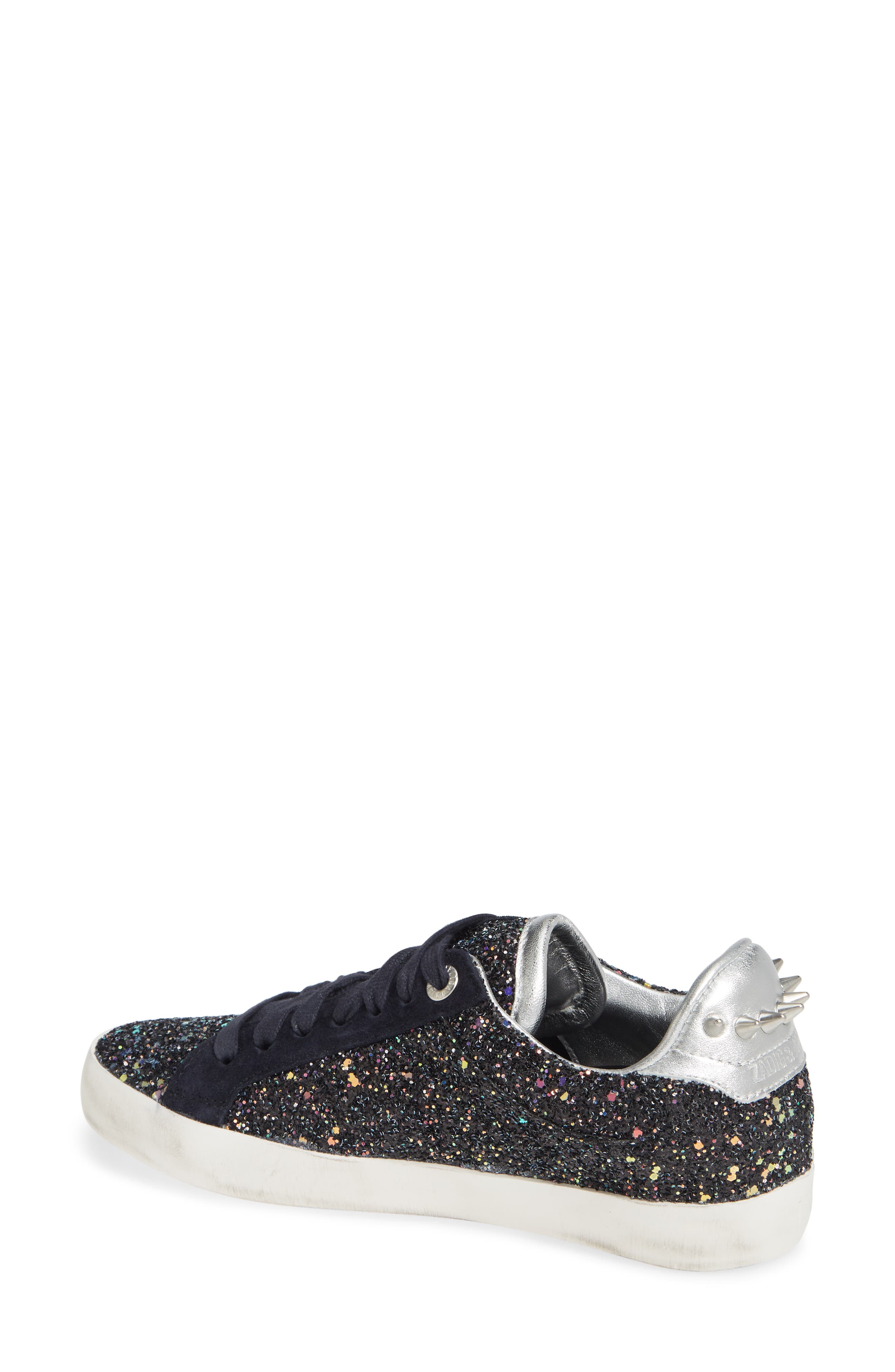 Zadig & Voltaire Used Glitter Lace-Up Sneaker, Alternate, color, 