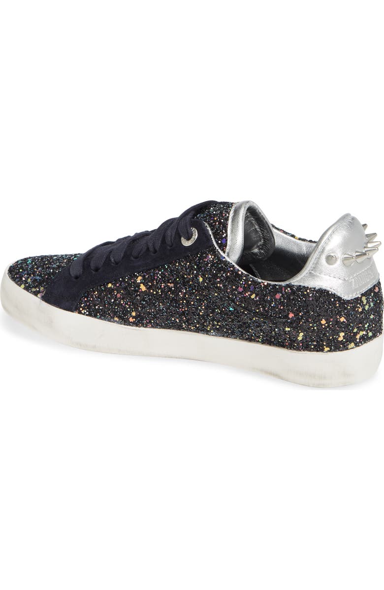 Zadig & Voltaire Used Glitter Lace-Up Sneaker, Alternate, color,