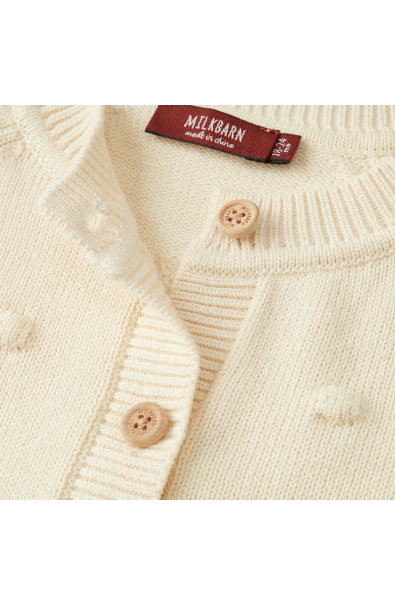 Milkbarn Knit Popcorn Cardigan, Alternate, color, Snow