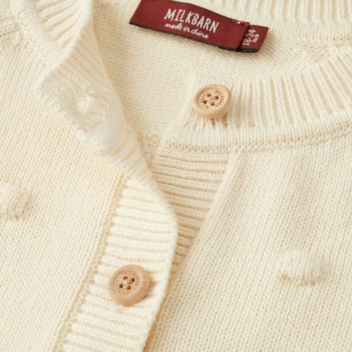 Milkbarn Knit Popcorn Cardigan In White