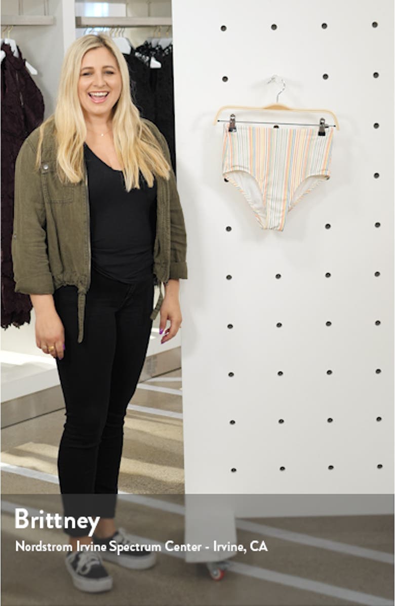 Second Wave Retro Rainbow Stripe High-Wasted Bikini Bottoms, sales video thumbnail