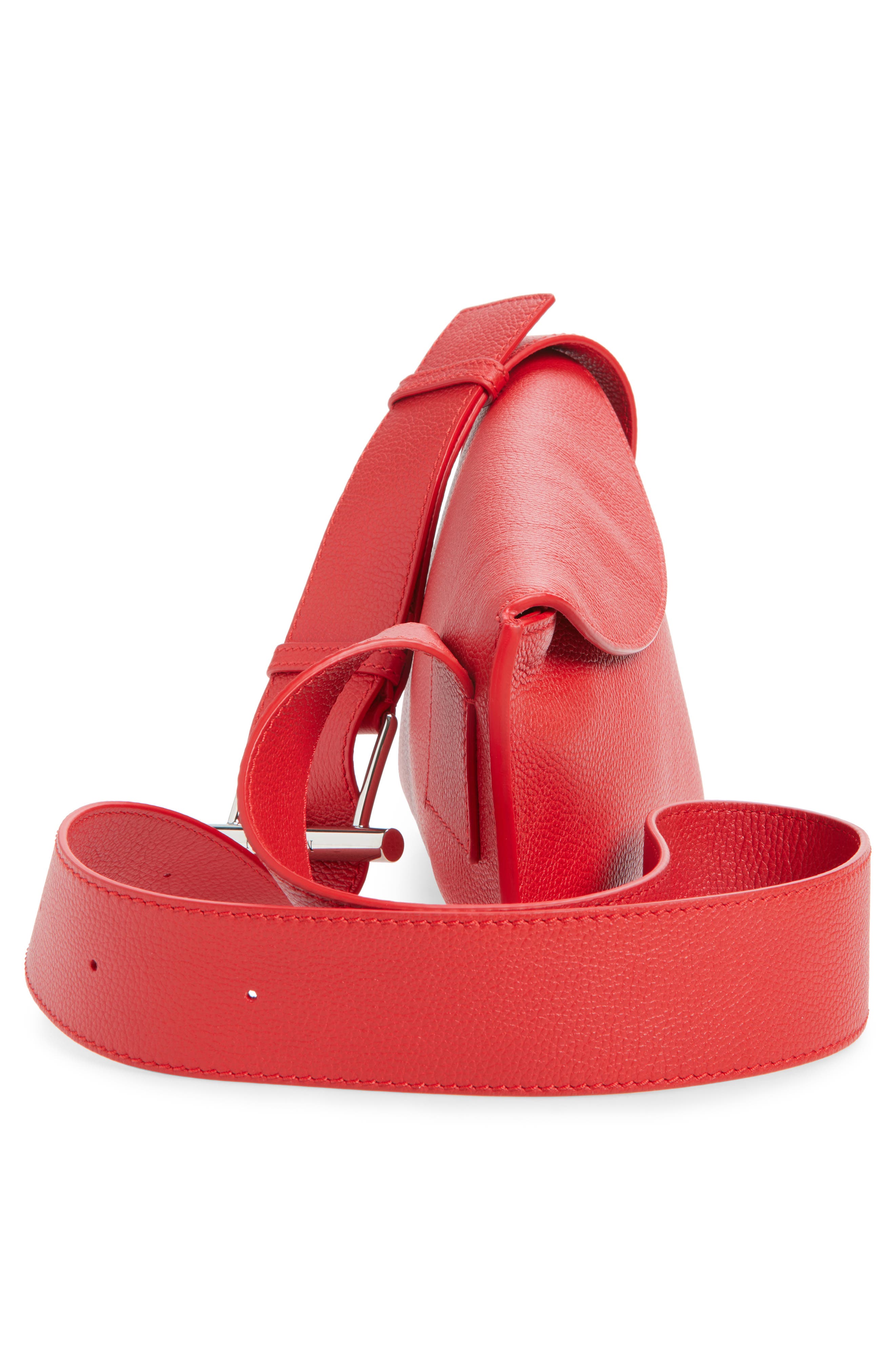 T-Bar Sling Asymmetric Leather Crossbody Bag, Alternate, color, RED/ SILVER