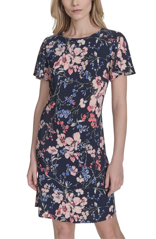 Tommy Hilfiger Floral Flutter Sleeve Jersey Shift Dress