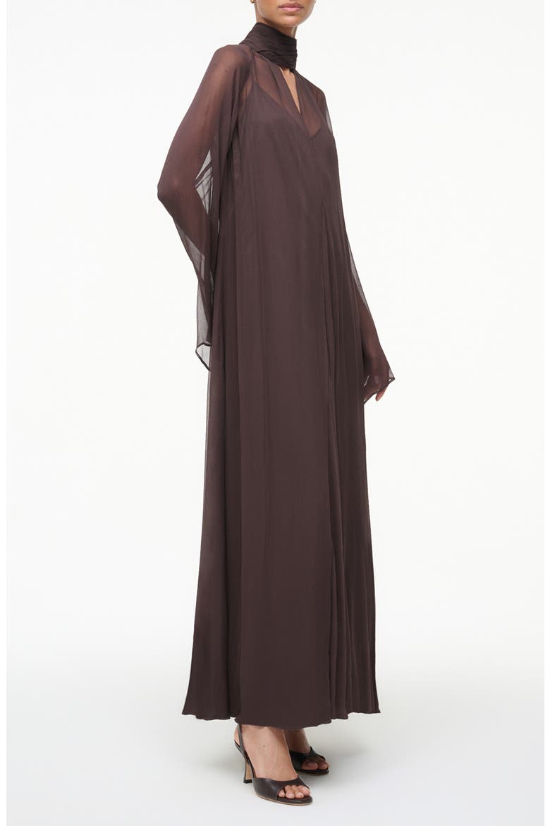 Esther Long Sleeve Chiffon Maxi Dress, Alternate, color, EARTH