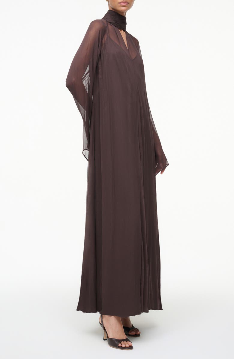 STAUD Esther Long Sleeve Chiffon Maxi Dress, Alternate, color, Earth