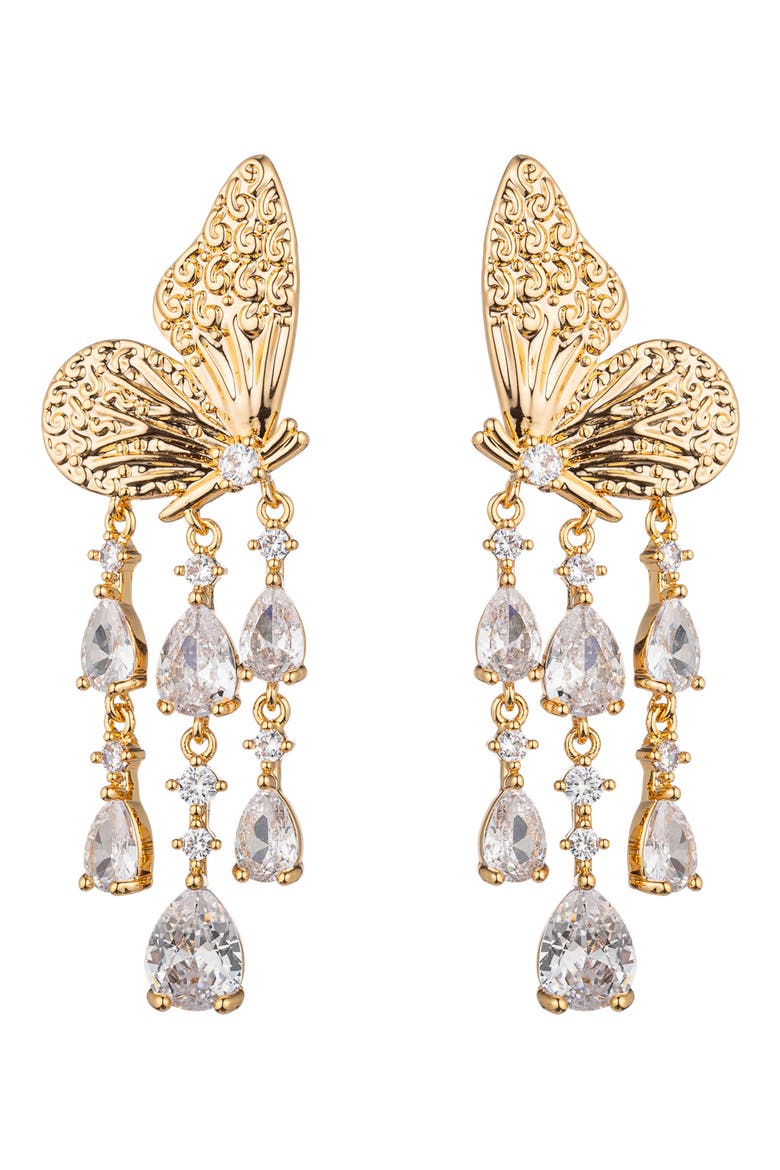 Monarch Butterfly Drop Earrings, Main, color, GOLD