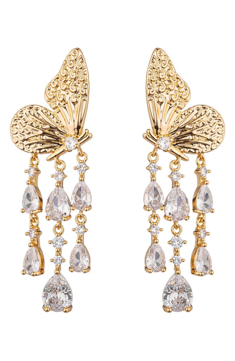 EYE CANDY LOS ANGELES Monarch Butterfly Drop Earrings, Main, color, Gold