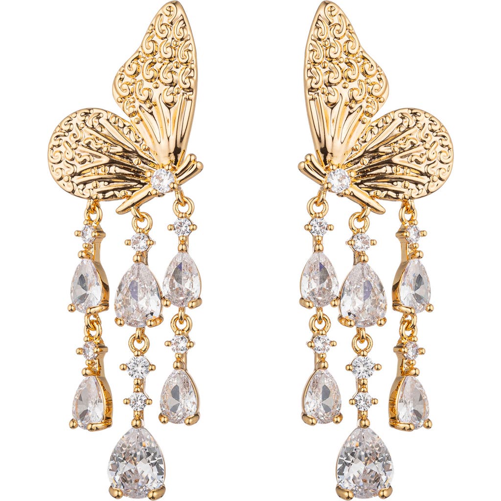 Eye Candy Los Angeles Monarch Butterfly Drop Earrings In Gold