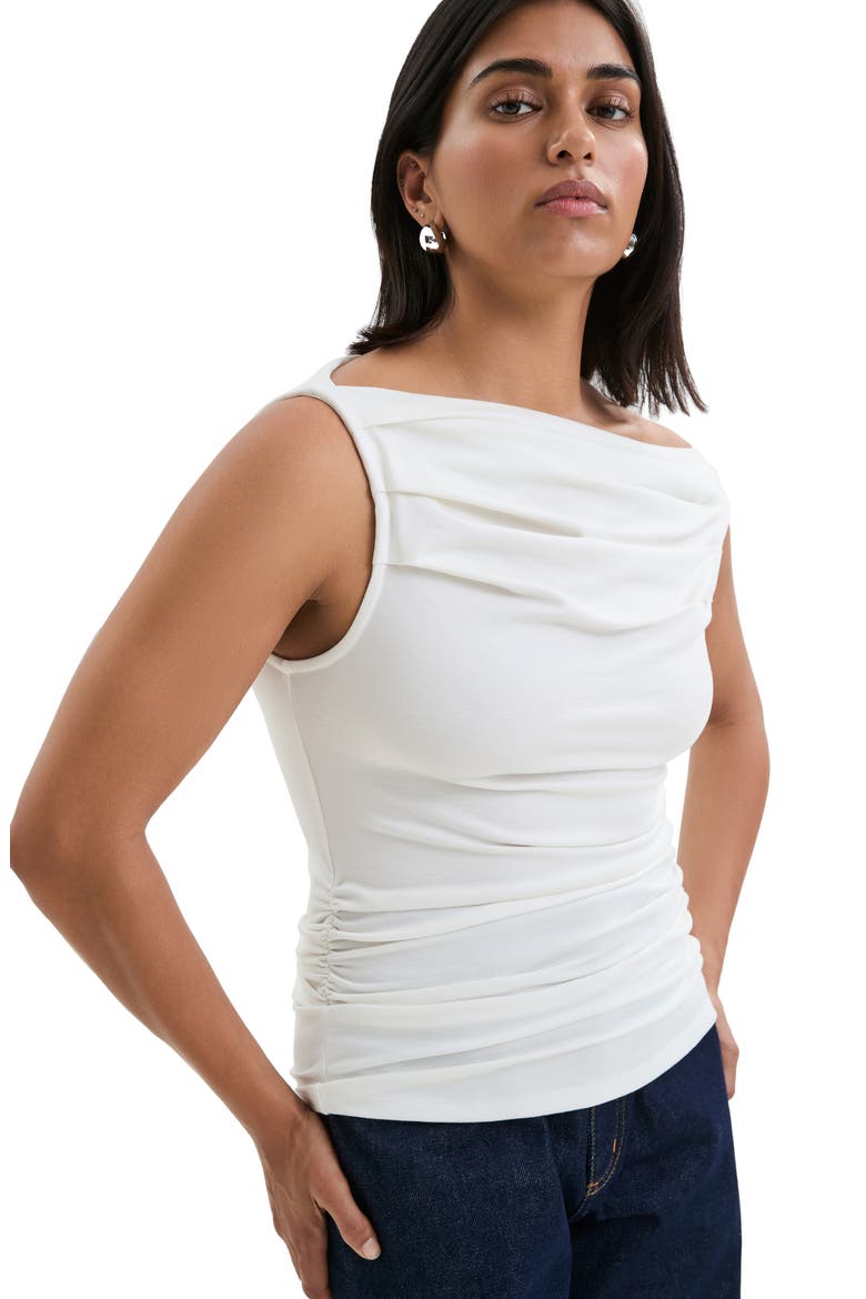 Cooper Boat Neck Ruched Tank, Alternate, color, OFF WHITE