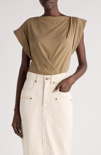 Isabel Marant Maisan Draped Asymmetric Cotton T-Shirt