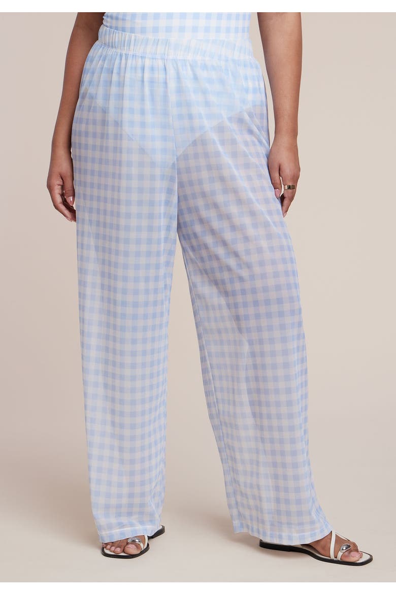 Wide Leg Cover Up Pant, Alternate, color, SKYWAY GINGHAM