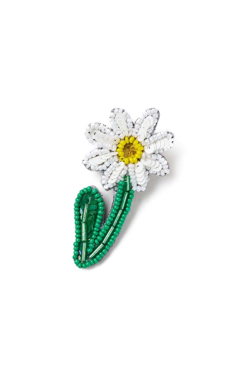 Matr Boomie Bala Mani Beaded Daisy Brooch Pin, Main, color, White