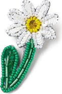 Matr Boomie Bala Mani Beaded Daisy Brooch Pin