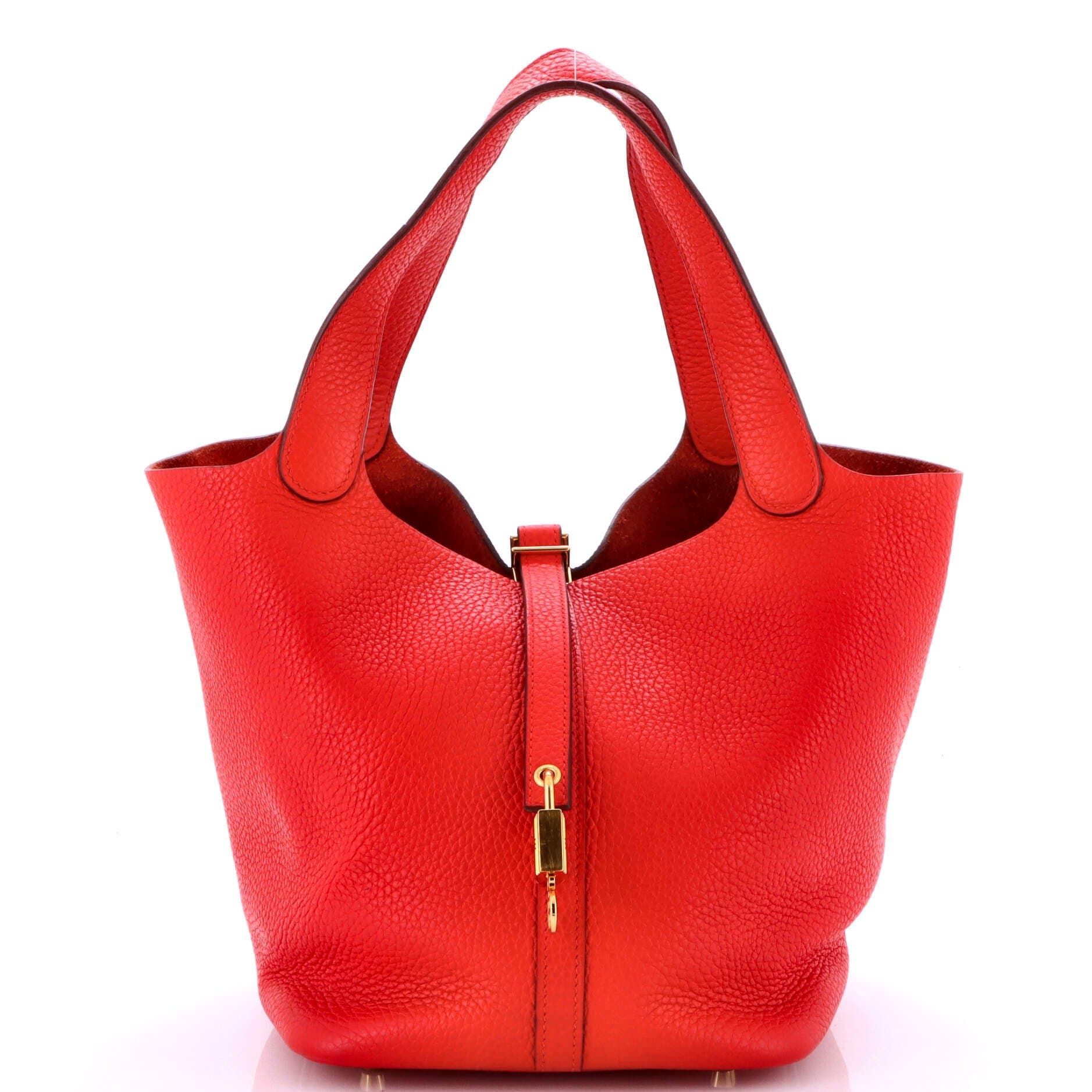 Pre-Owned Hermes Picotin Lock Bag Clemence MM, Main, color, Rouge De Coeur