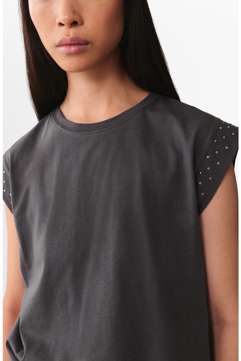 Studded Cap Sleeve T-Shirt, Alternate, color, GREY