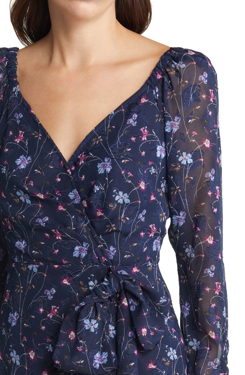 FLORET STUDIOS Floral Wrap Front Long Sleeve Midi Dress, Alternate, color,