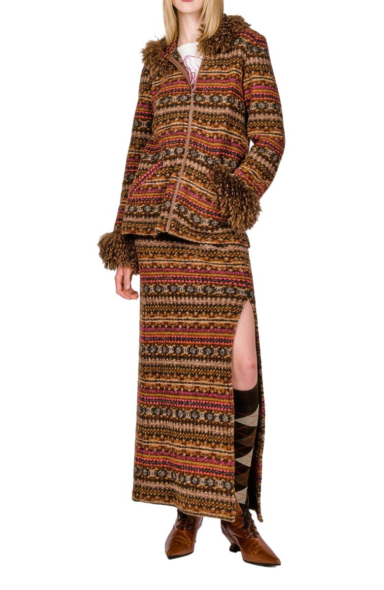 Anna Sui Fair Isle Fleece Hooded Jacket, Alternate, color, 