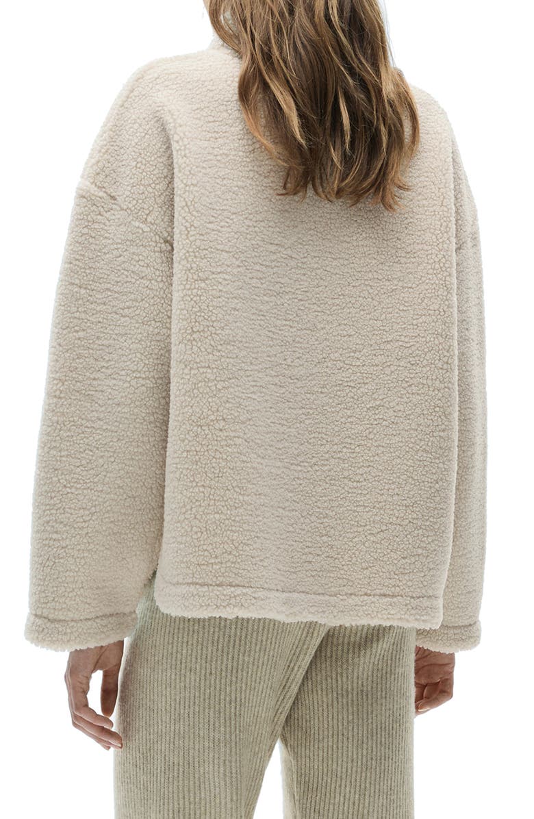 MANGO Faux Shearling Half Zip Pullover, Alternate, color, 