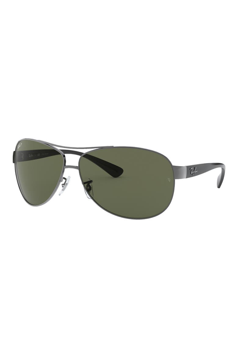 63mm Oversize Aviator Sunglasses, Alternate, color, GUNMETAL / GREEN