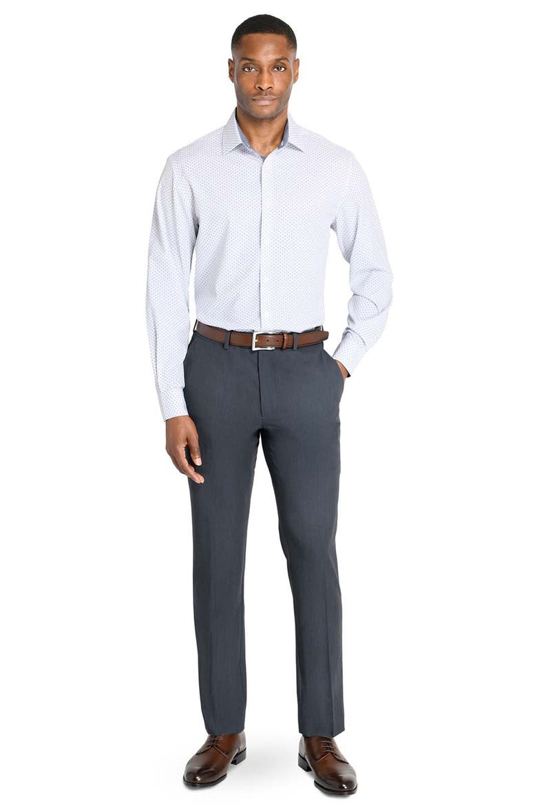 Slim Fit Dash Print Performance Dress Shirt, Alternate, color, WHITE/ BLACK