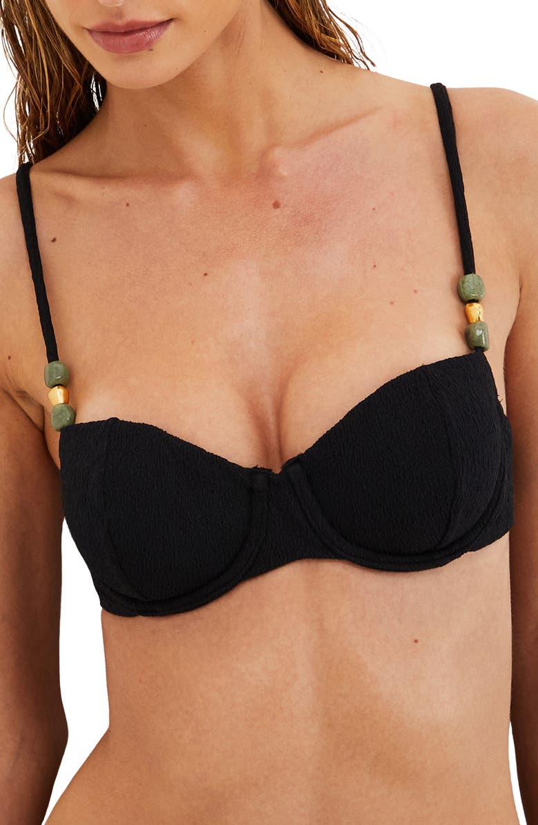 ViX Paula Hermanny Firenze Kiana Mel Beaded Bikini Top, Main, color, Black