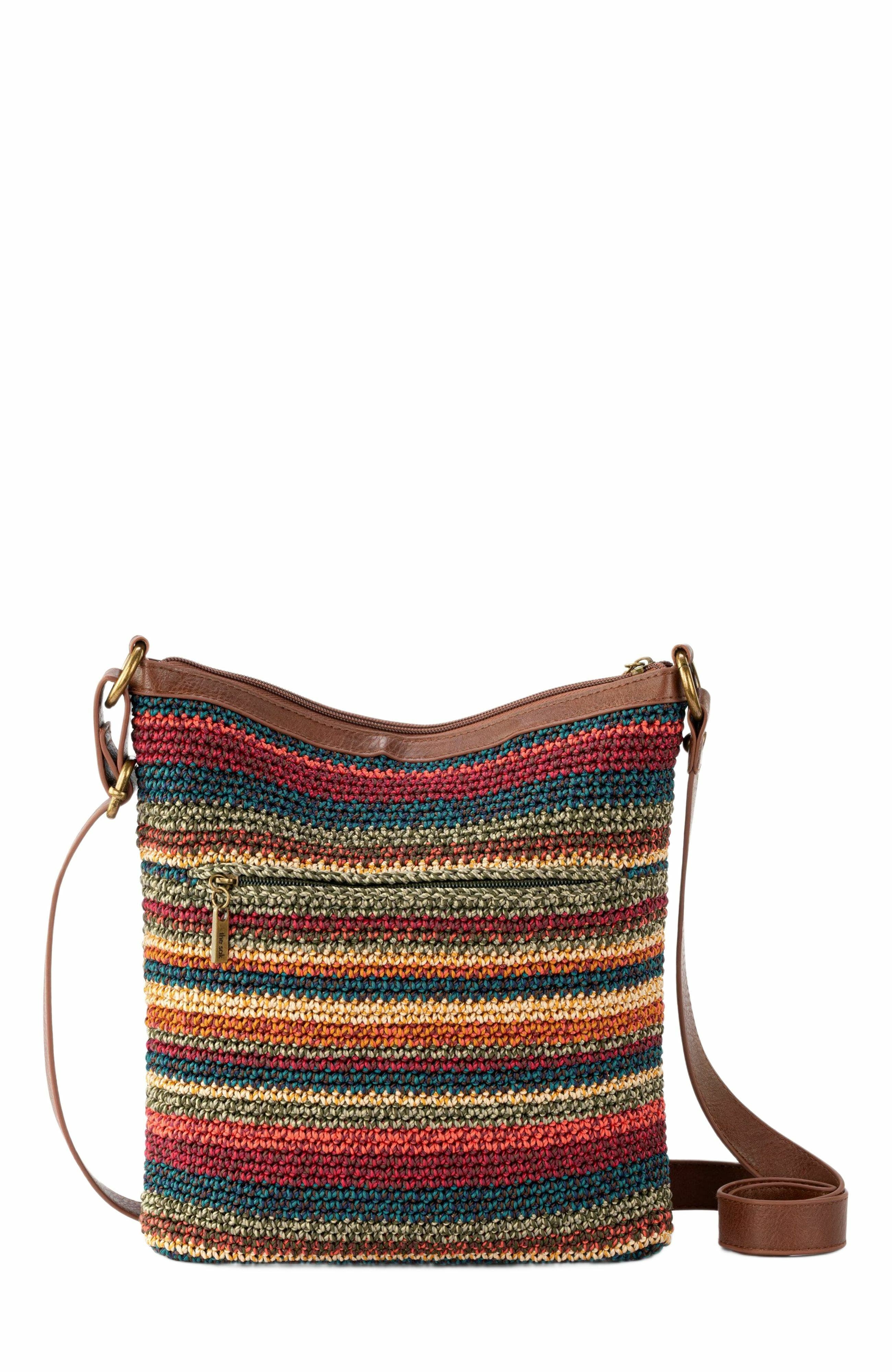 Lucia Crossbody Leather Bag, Alternate, color, Woodland Stripe