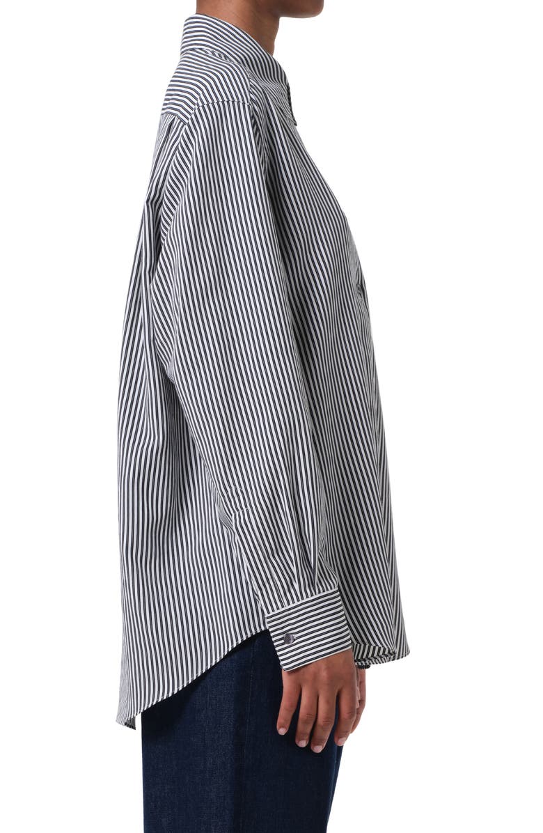 AGOLDE Aris Stripe Button-Up Shirt, Alternate, color, Solene Stripe Black And White