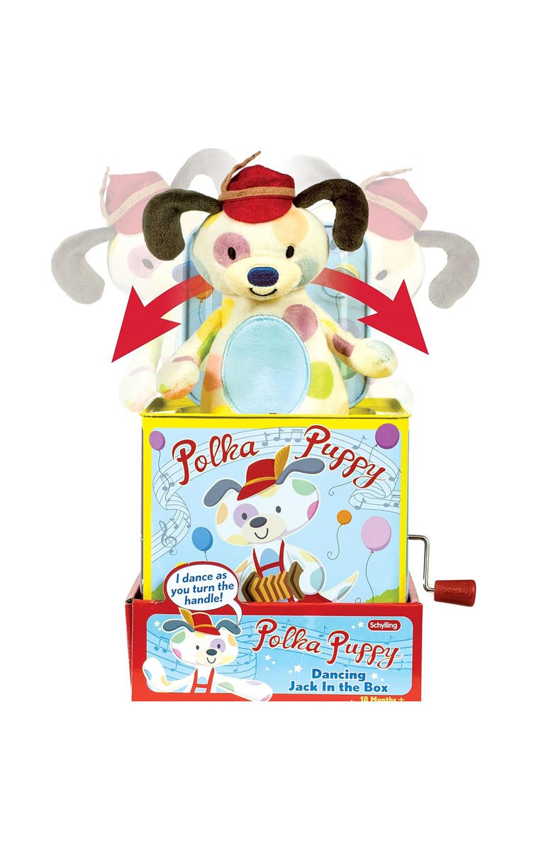 Schylling Polka Puppy Jack In Box, Alternate, color, Multicolored