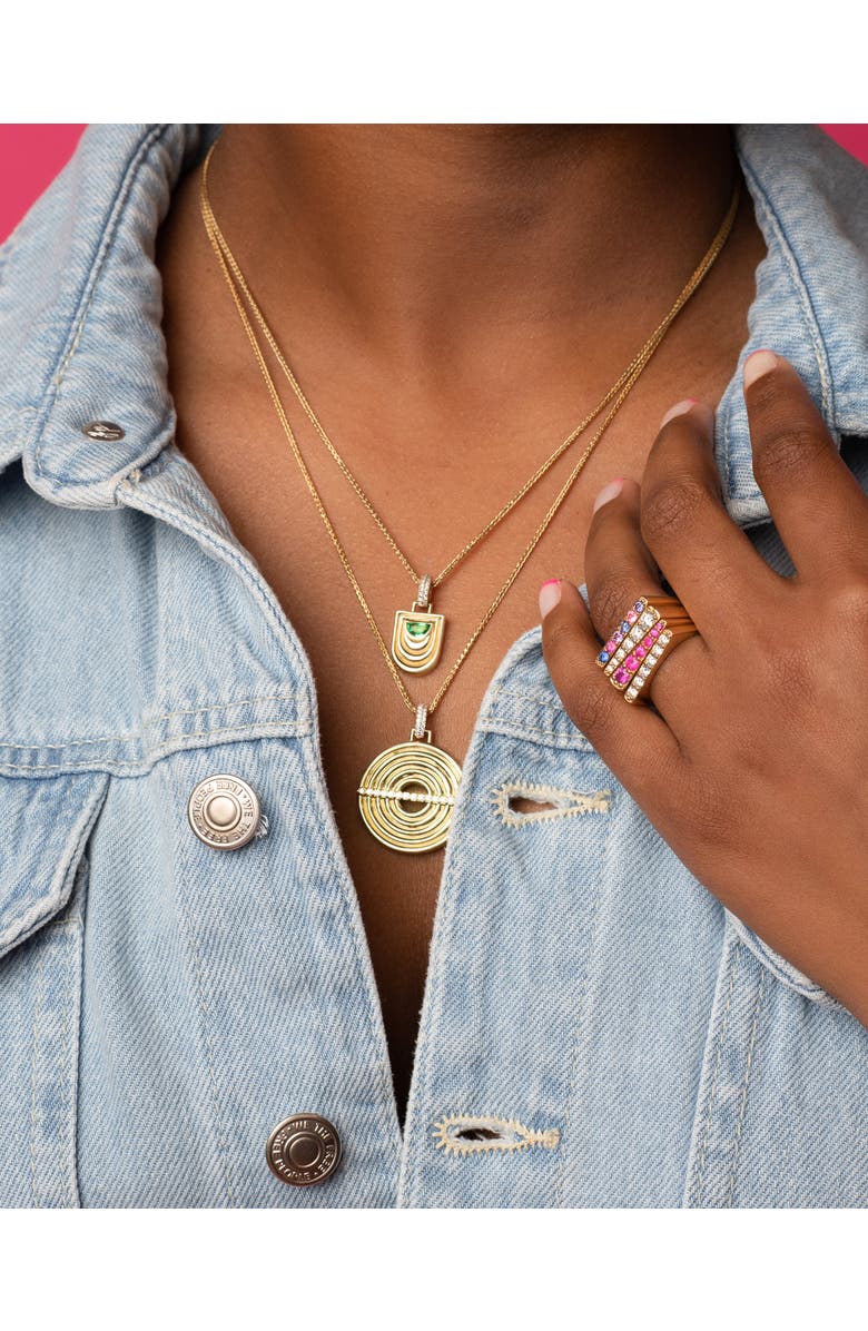 Campbell + Charlotte Edge Disk Pendant Necklace, Alternate, color, Gold