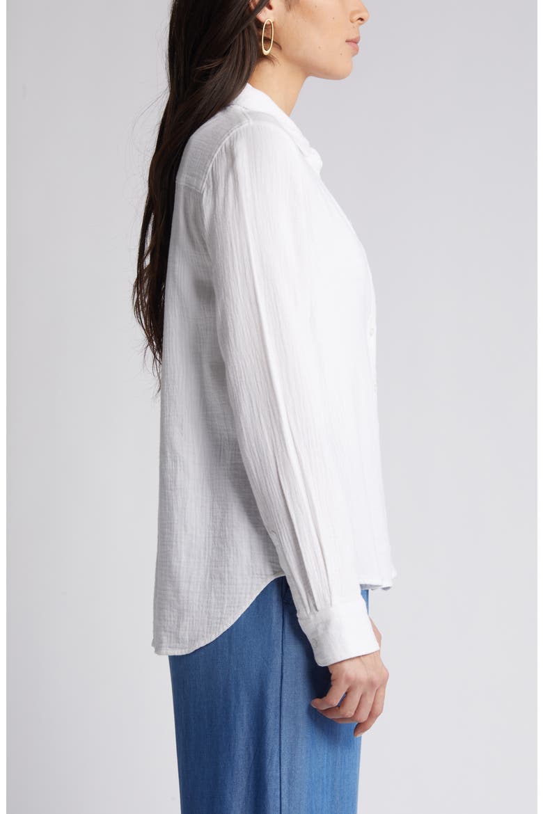 Casual Gauze Button-Up Shirt, Alternate, color, WHITE