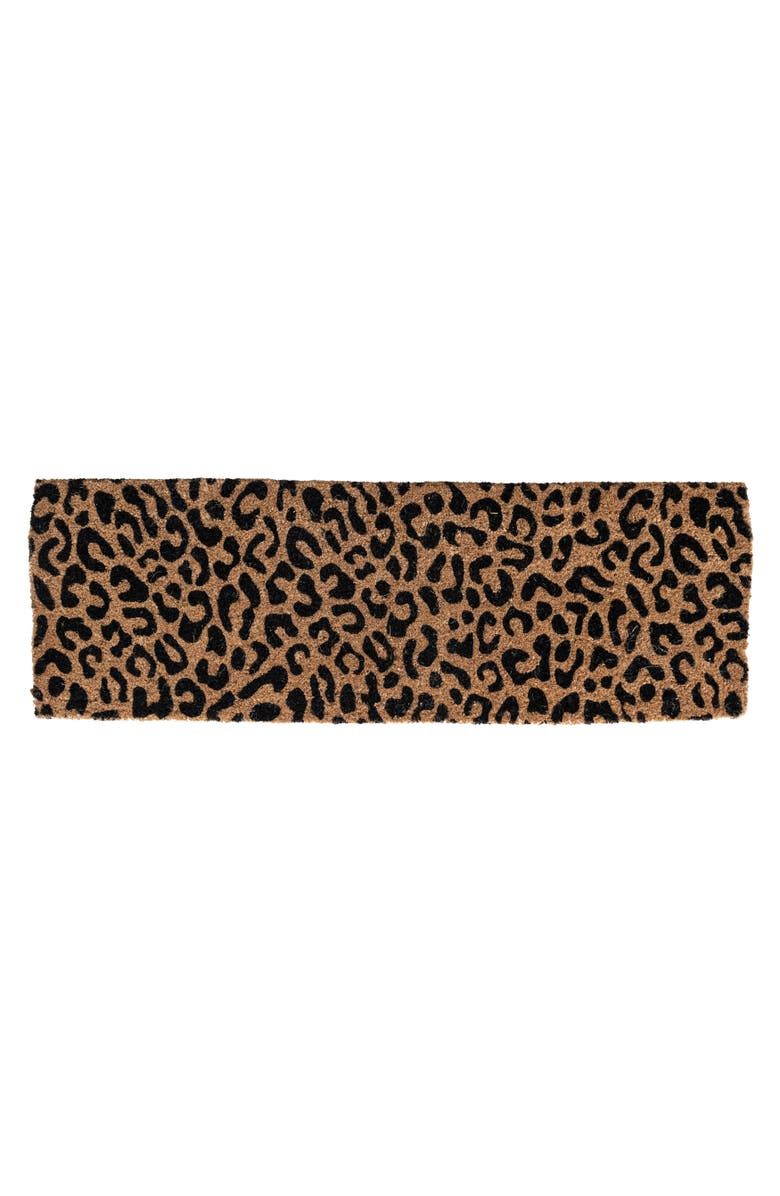 Storied Home Natural Coir Double Doormat with Leopard Print, Natural, Main, color, Natural