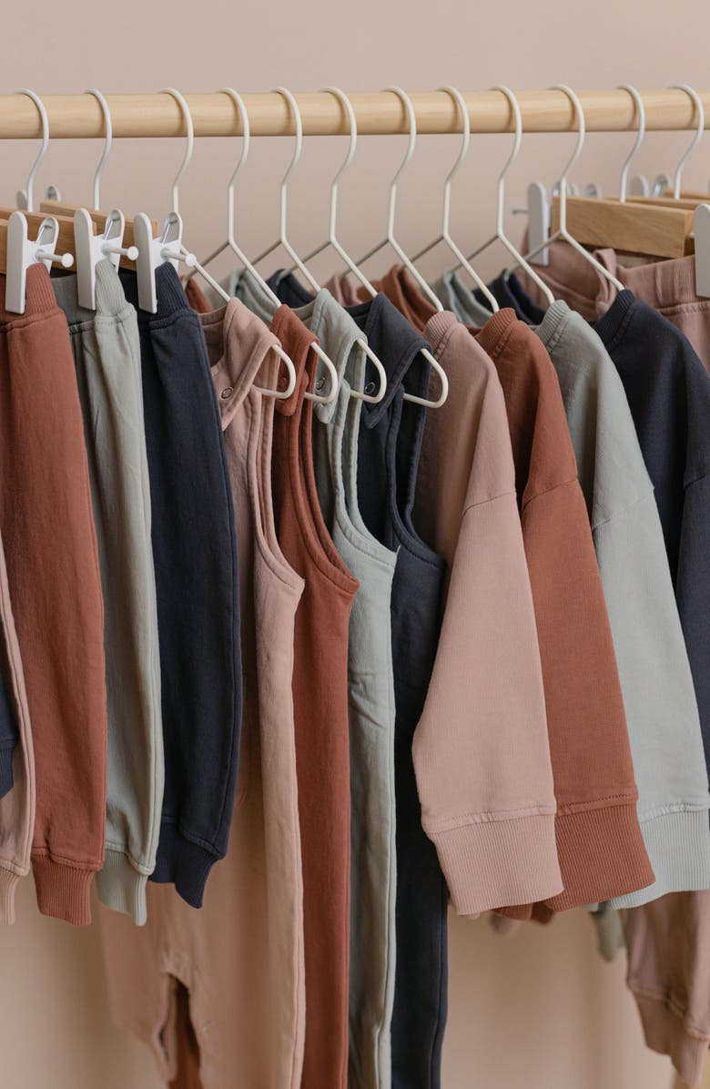 Pehr Organic Cotton French Terry Overalls, Alternate, color, Clay