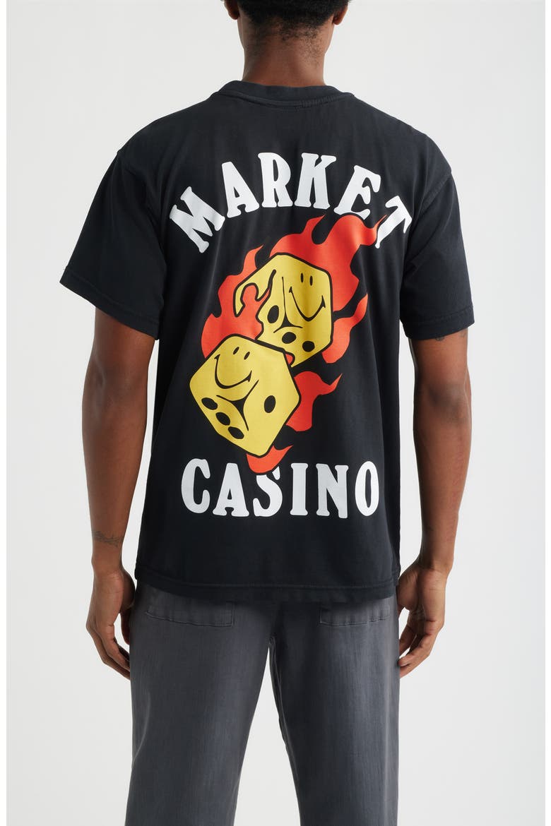 Flaming Dice Cotton Graphic T-Shirt, Alternate, color, BLACK