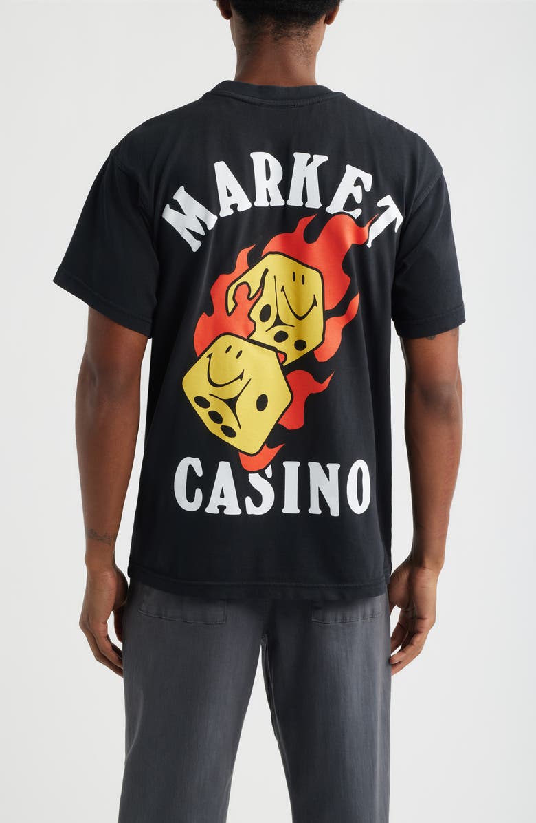 MARKET Flaming Dice Cotton Graphic T-Shirt, Alternate, color, Black