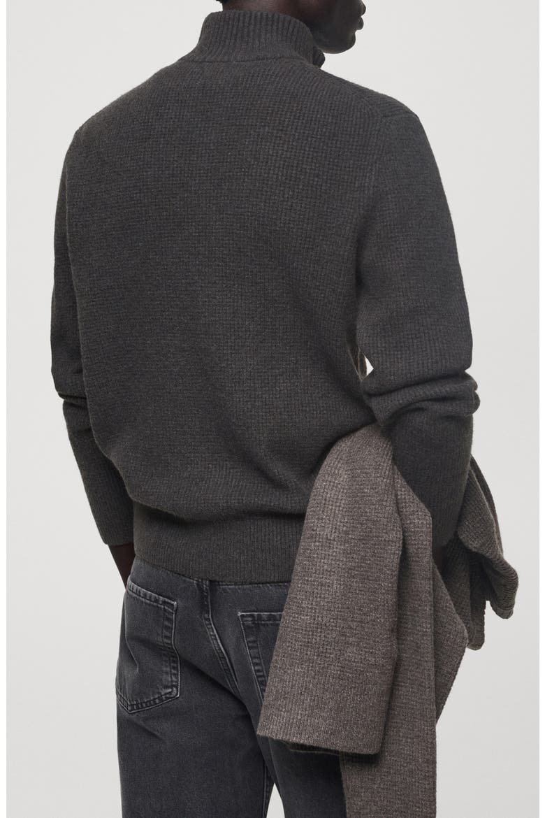 Mock Neck Quarter Zip Sweater, Alternate, color, CHARCOAL
