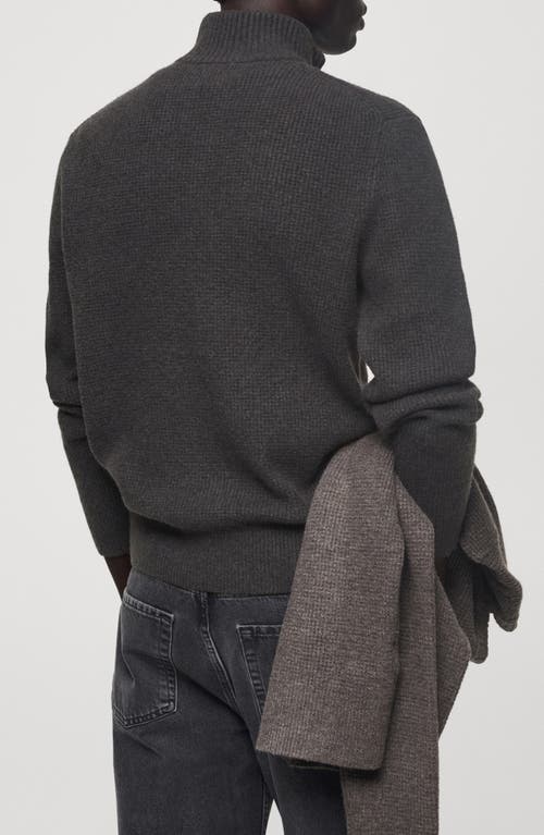 Mango Men's Perkins-collar Knit Sweater In Charcoal