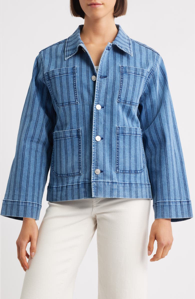 CITY BLUES Stripe Denim Jacket, Alternate, color, Indigo