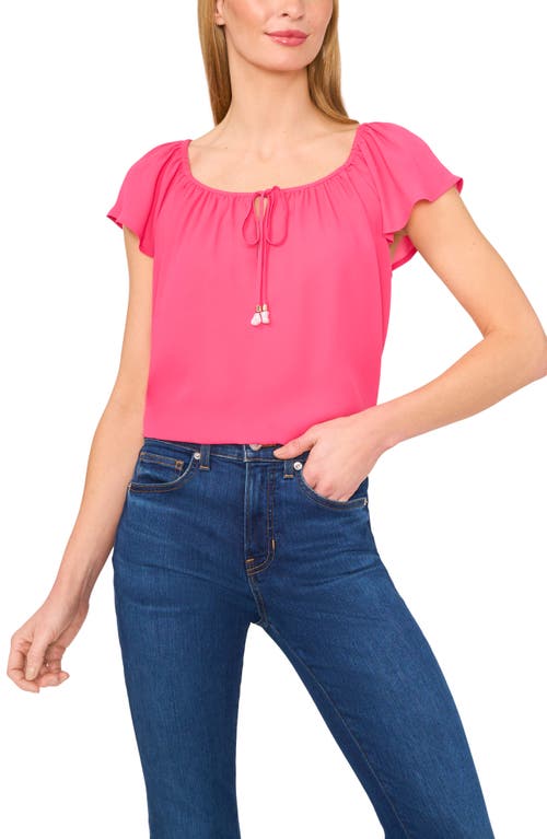 Cece Scoop Neck Flutter Sleeve Top