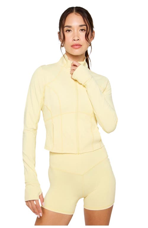 Fabletics Perfect Storm Cropped Train Jacket In Yellow